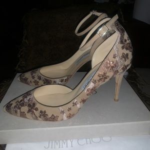 Jimmy Choo Lucy suede heels with flower embroidery